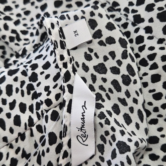 Reitmans Black & White Speckled Ruffle Blouse | Long Sleeve Workwear Top - Picture 6 of 9